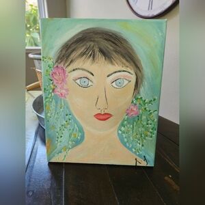 Elegant Floral Women Canvas Painting